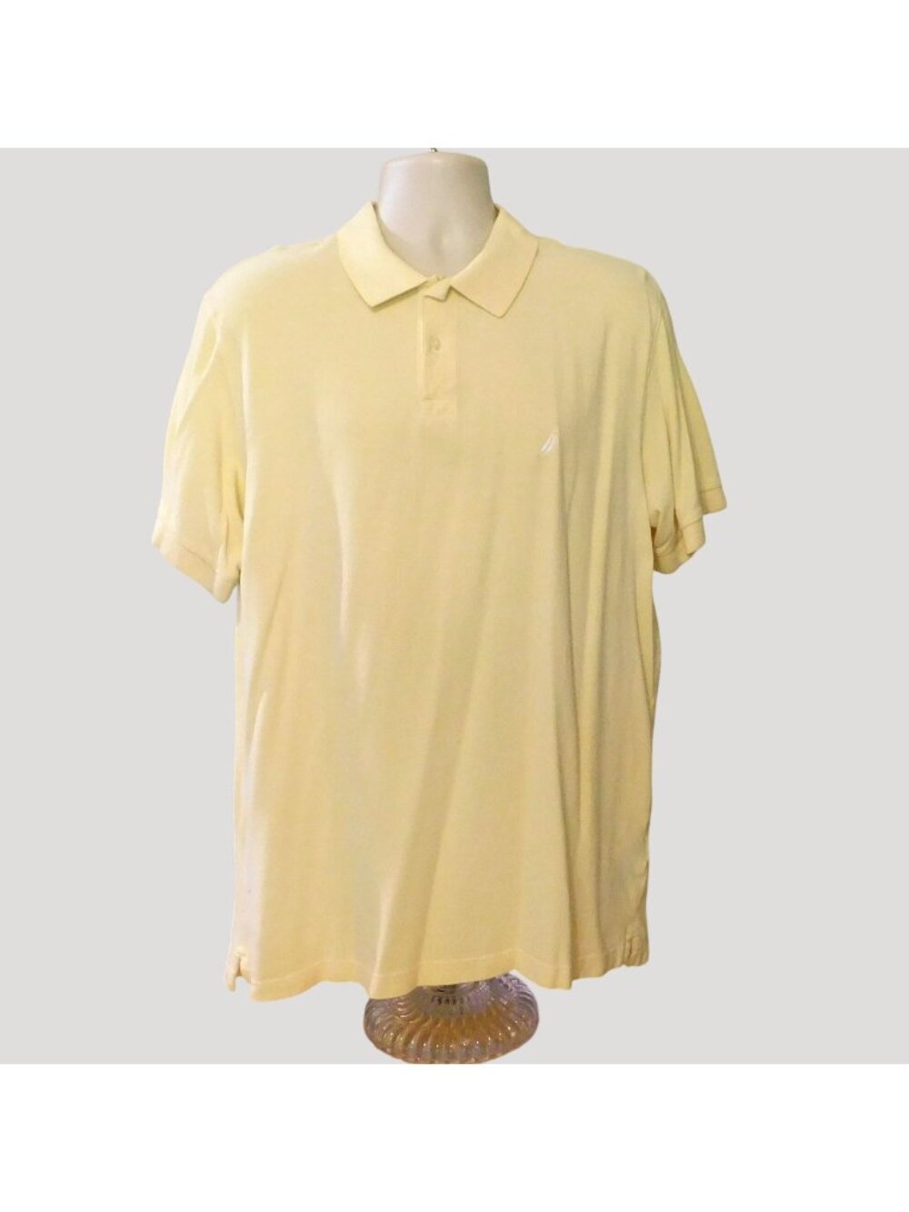 Nautica Polo Shirt Mens XL Yellow Short Sleeve Logo 100% Cotton Casual